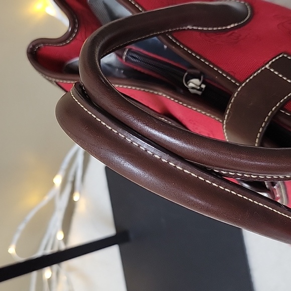 Dooney & Bourke Double Handle-Tote Satchel Donegal Crest Red-Brown Shoulder Bag - Picture 5 of 8